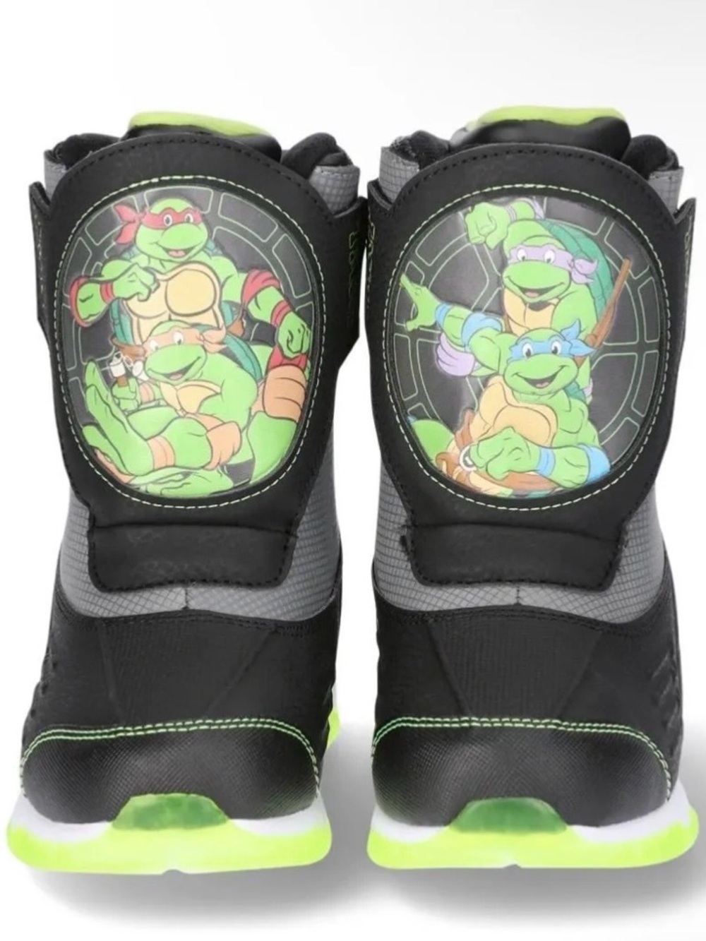 Kids Ninja Turtle Black & Green Light-Up Boots